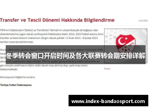 冬季转会窗口开启时间及各大联赛转会期安排详解